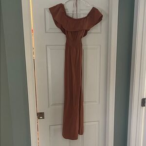 Elegant Off-Shoulder burnt orange Dress